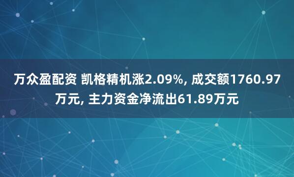 万众盈配资 凯格精机涨2.09%, 成交额1760.97万元, 主力资金净流出61.89万元
